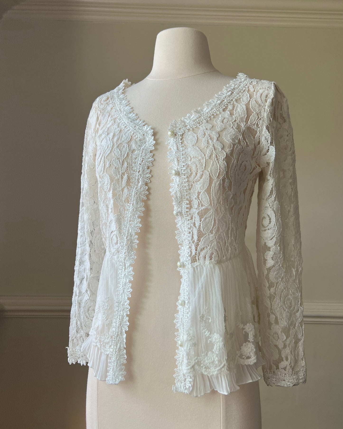 Princess Lace Embroidery Cardigan featuring Sheer Floral Embroidery