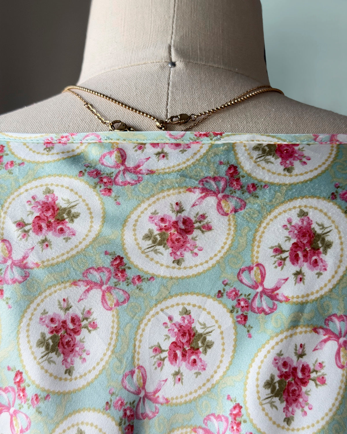 Eblin Lingerie Mint Floral Empire Dress — Velvet Ribbon & Ruffle Collar