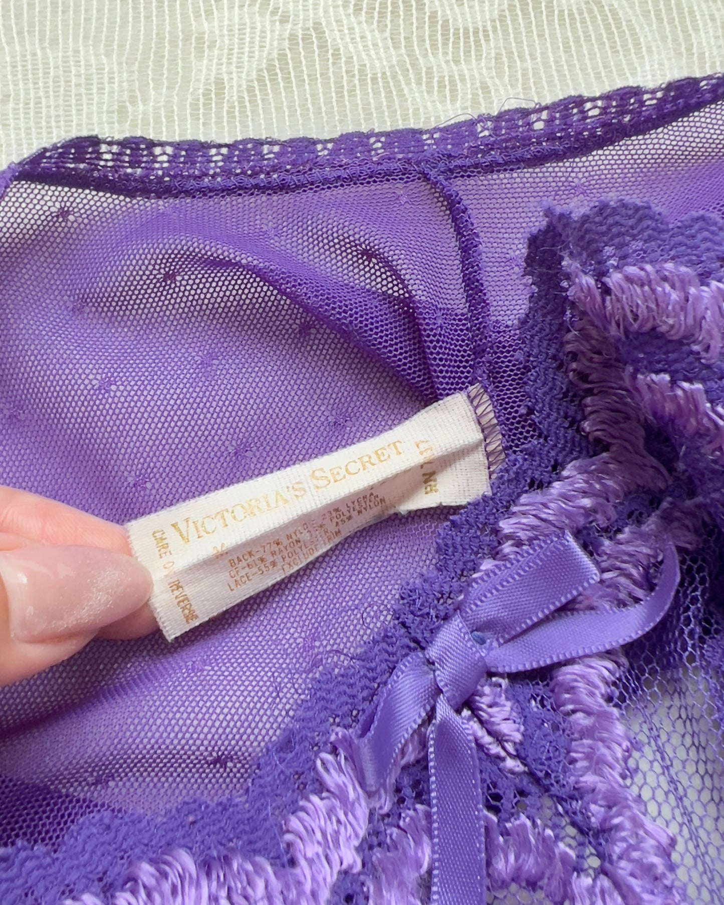 80’s vintage Victoria’s Secret Complete Laced Embroidery Bodysuit in Russian Violet