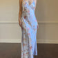 Satin Pastel Floral Print Maxi Dress