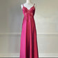 Vintage Dior maroon satin maxi dress featuring paisley embroidery bust