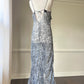 Eblin’s Sheer Maxi Dress featuring Overall Paisley Pattern with Ruffled Split Detail