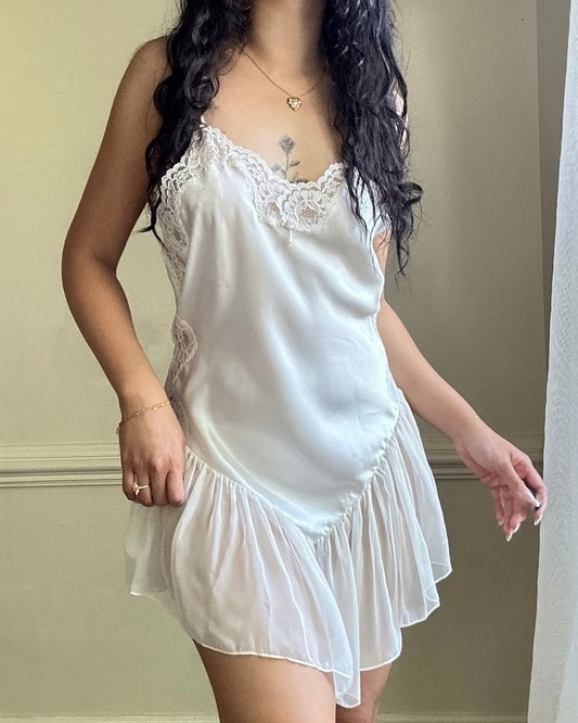 Vintage Pearl White Slip Dress featuring Beautiful Mermaid Tail Skirt