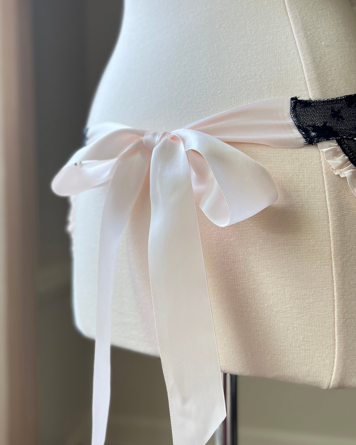 Victoria’s Secret Milkmaid Black & Cream Matching Set featuring Embossed Floral Embroidery Slips