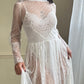 Sheer Victorian Inspired Long Sleeves Slip Dress featuring Intricate Floral Pattern