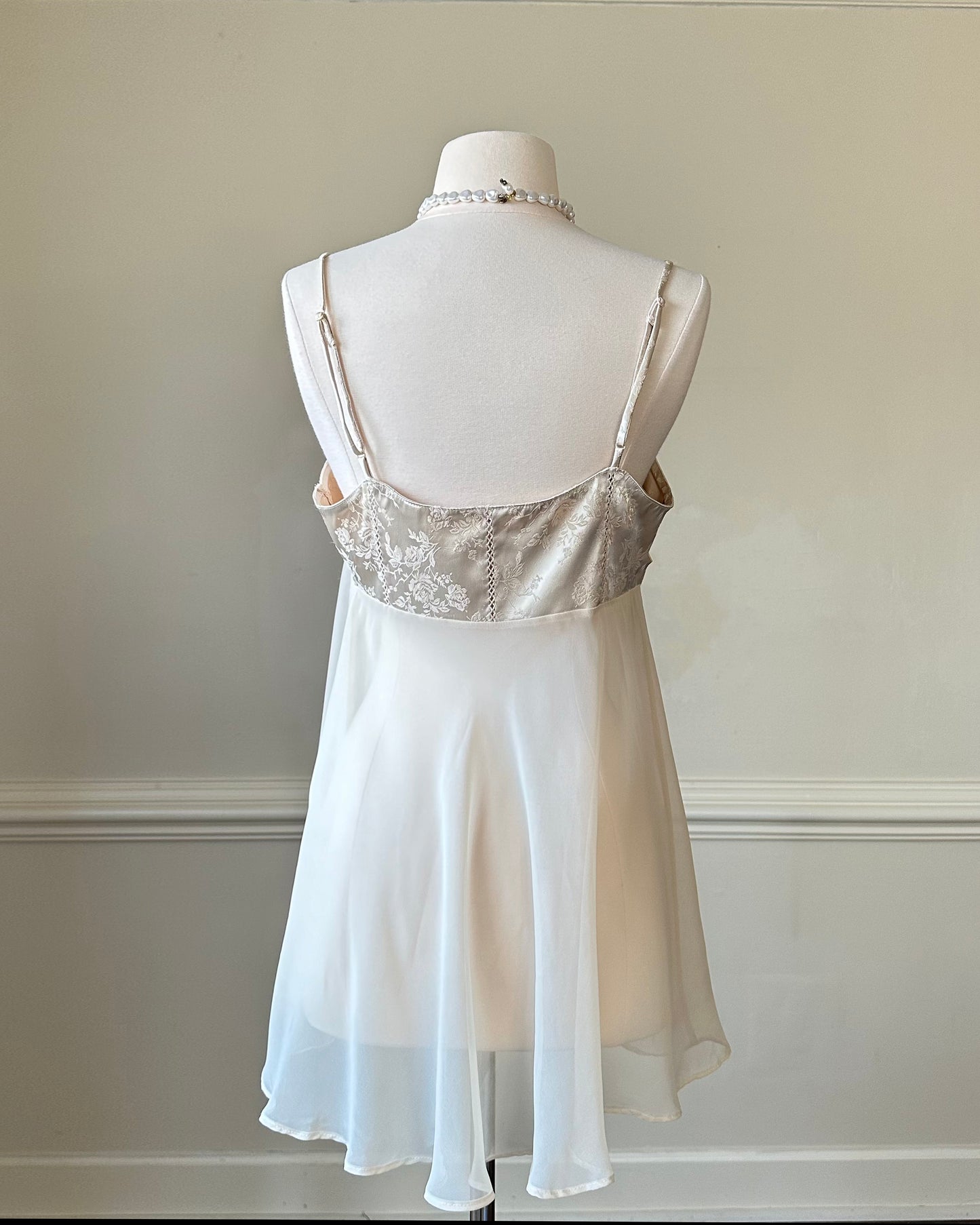 Victoria’s Secret Babydoll Vintage Beige Slip Dress featuring Rosette Embossing Bustier