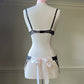 Victoria’s Secret Milkmaid Black & Cream Matching Set featuring Embossed Floral Embroidery Slips