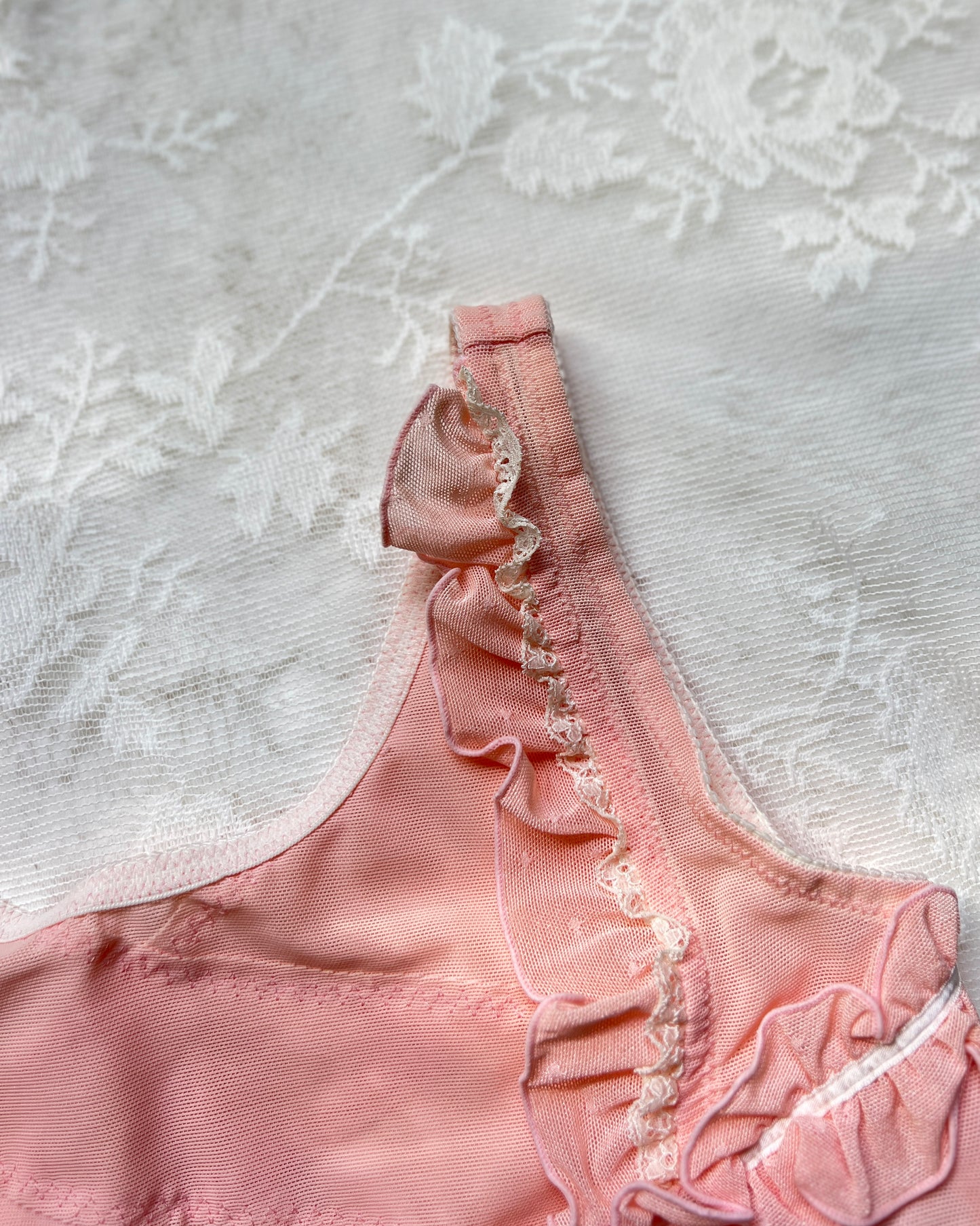 Adorable Japanese Underbust Garment in Dusty Rose featuring Ruffled Details