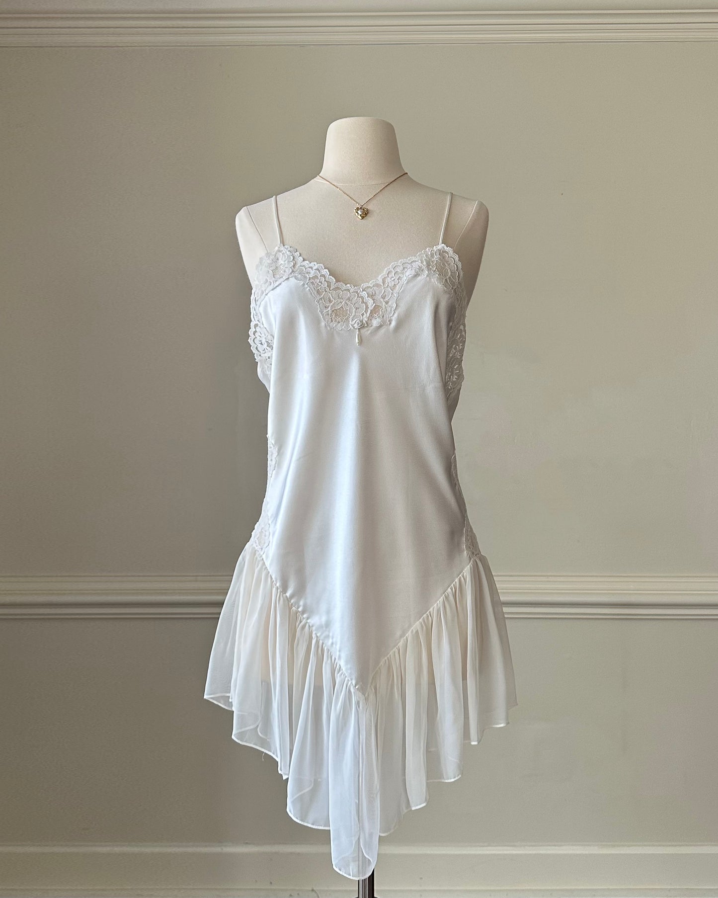 Vintage Pearl White Slip Dress featuring Beautiful Mermaid Tail Skirt