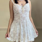 Vintage ivory lace slip dress with a romantic allover floral pattern