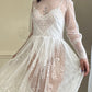 Sheer Victorian Inspired Long Sleeves Slip Dress featuring Intricate Floral Pattern