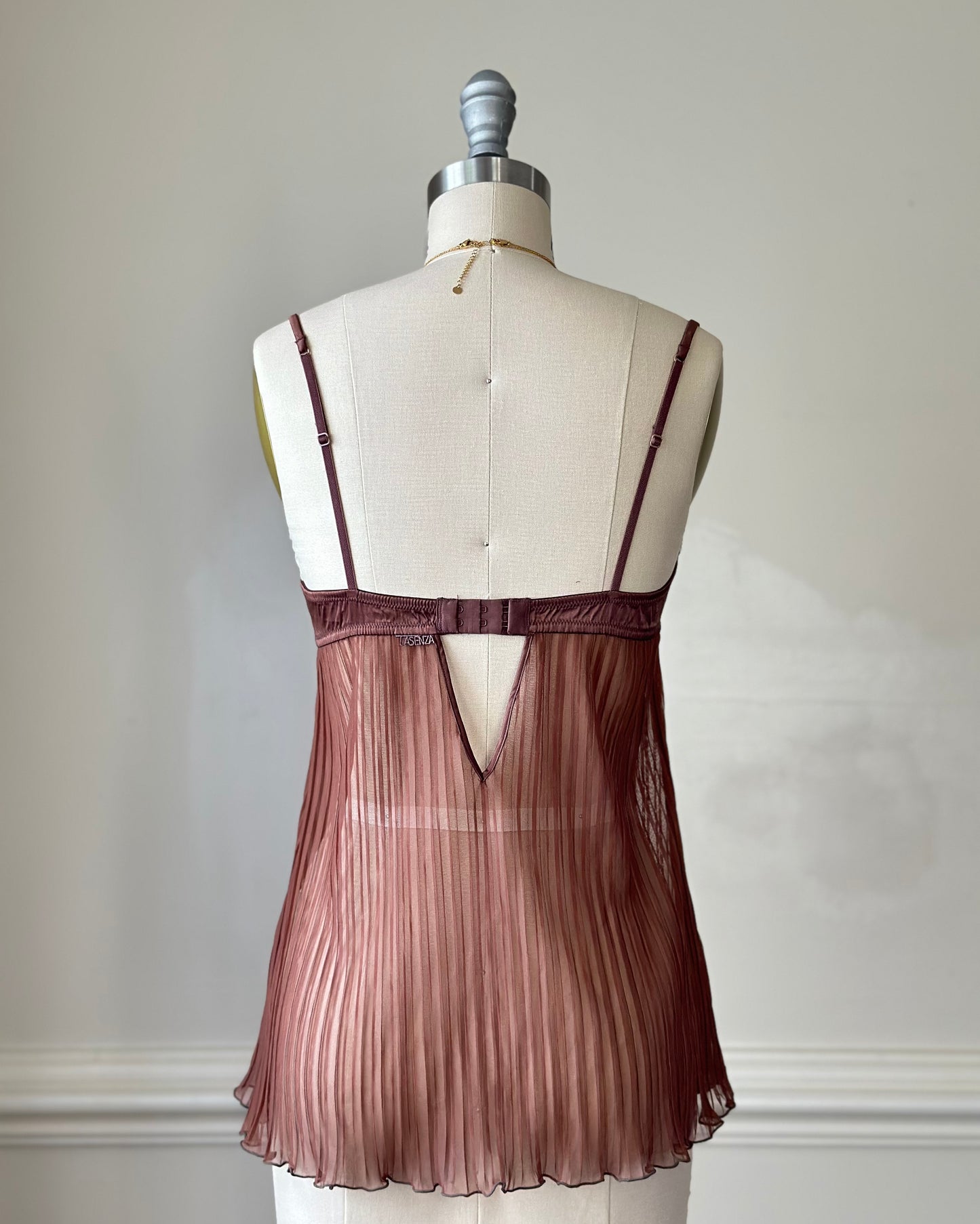 Vintage pleated dusty rose babydoll (Size M)