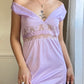 Vintage Soft Orchid Maxi Slip Dress featuring Intricate Lace Cutout