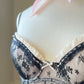 Victoria’s Secret Milkmaid Black & Cream Matching Set featuring Embossed Floral Embroidery Slips