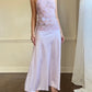 Beautiful Light Heather Purple Maxi Slip Dress featuring Vintage Floral Lace Embroidery Top