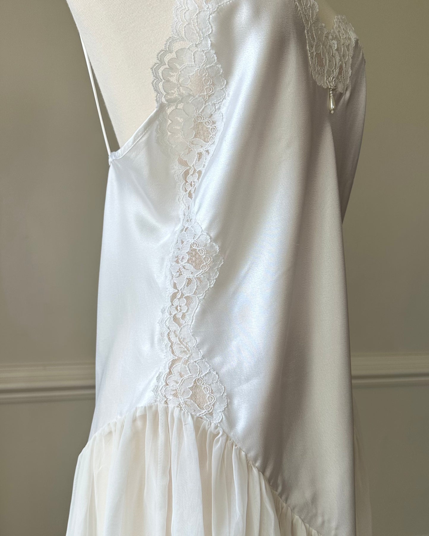 Vintage Pearl White Slip Dress featuring Beautiful Mermaid Tail Skirt