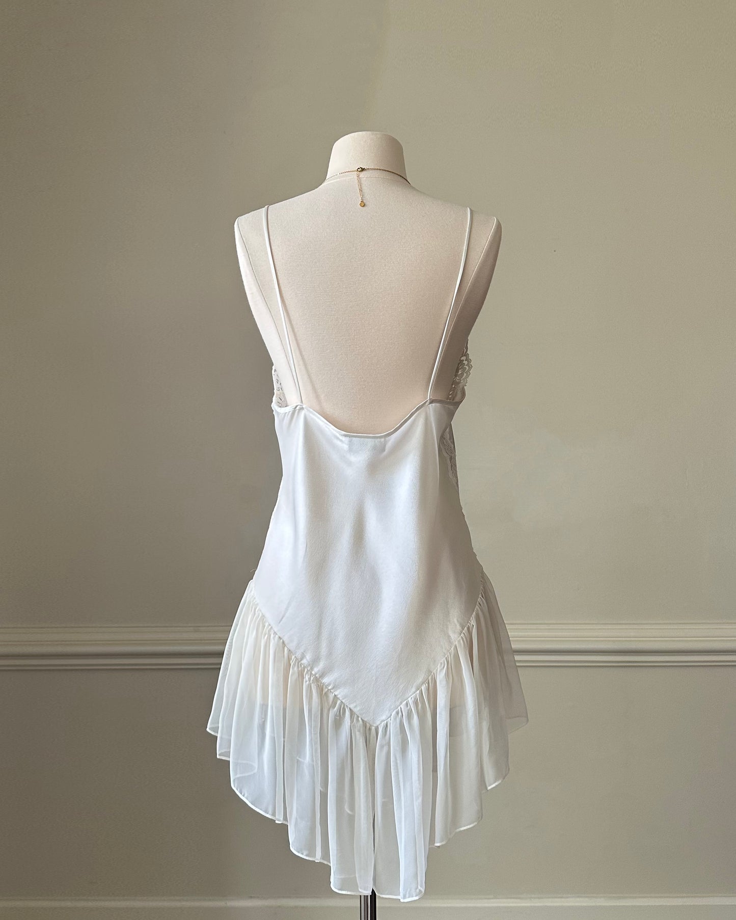 Vintage Pearl White Slip Dress featuring Beautiful Mermaid Tail Skirt
