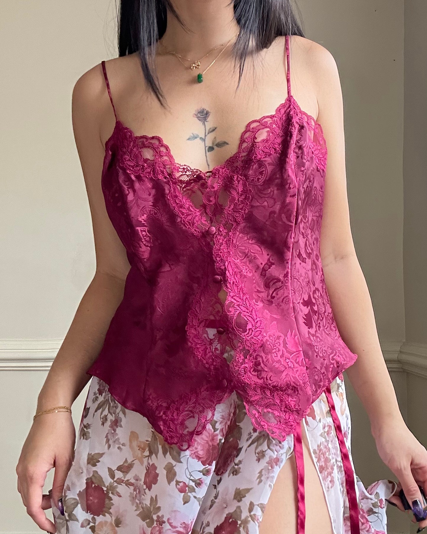 Victoria’s Secret Brocade Embossed Camisole in Maroon Purple