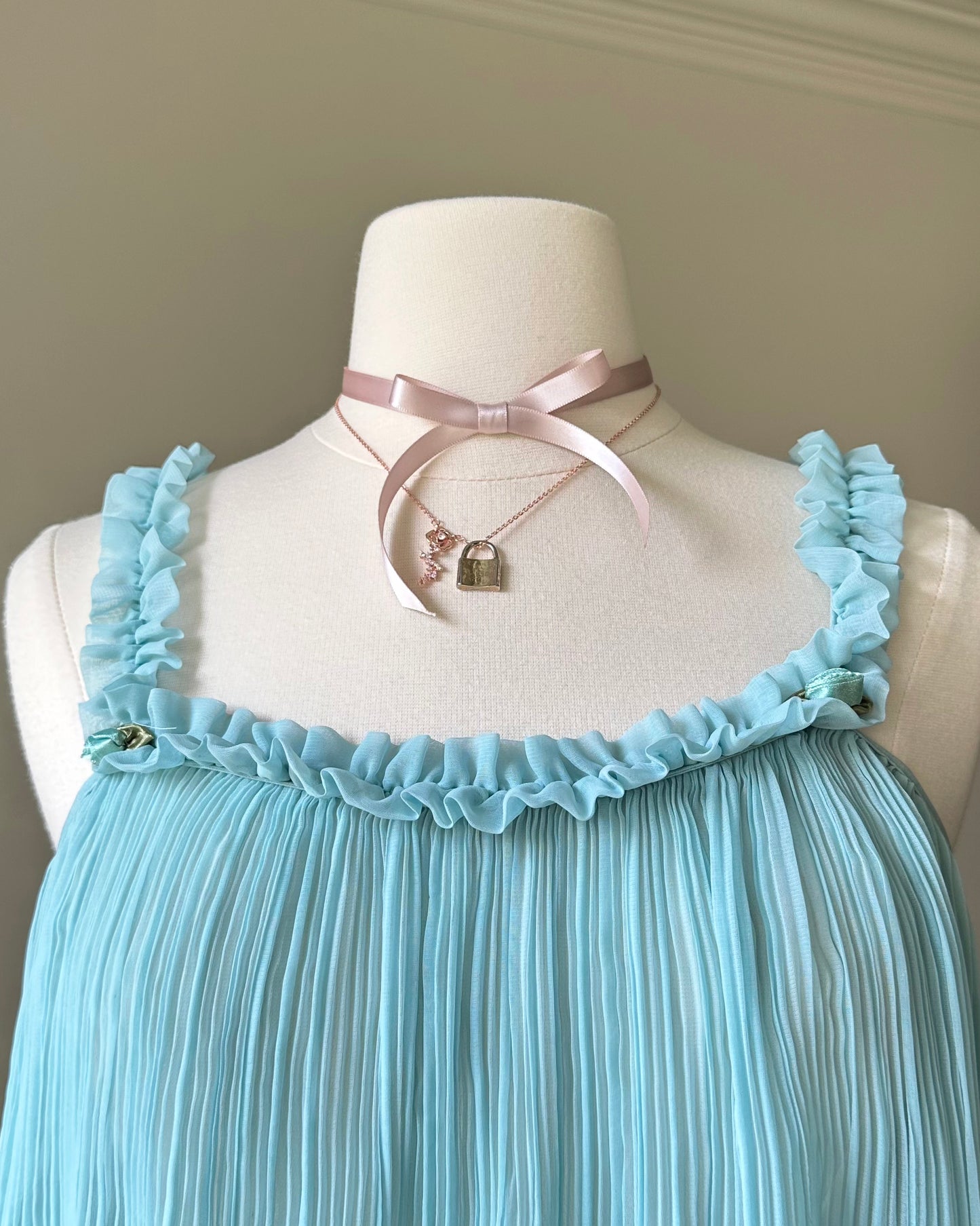 Victoria’s Secret 2006 babydoll sheer minty turquoise blue slip dress