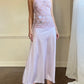 Beautiful Light Heather Purple Maxi Slip Dress featuring Vintage Floral Lace Embroidery Top