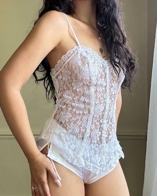 Elegant Sheer Camisole featuring Fully Laced Embroidery