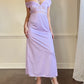 Vintage Soft Orchid Maxi Slip Dress featuring Intricate Lace Cutout