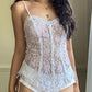 Elegant Sheer Camisole featuring Fully Laced Embroidery