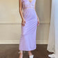 Vintage Soft Orchid Maxi Slip Dress featuring Intricate Lace Cutout
