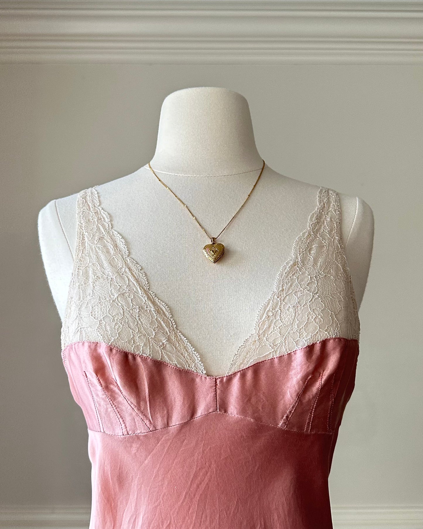 Victoria’s Secret Sunset Pink Silk Slip Dress featuring Floral Embroidery Cup