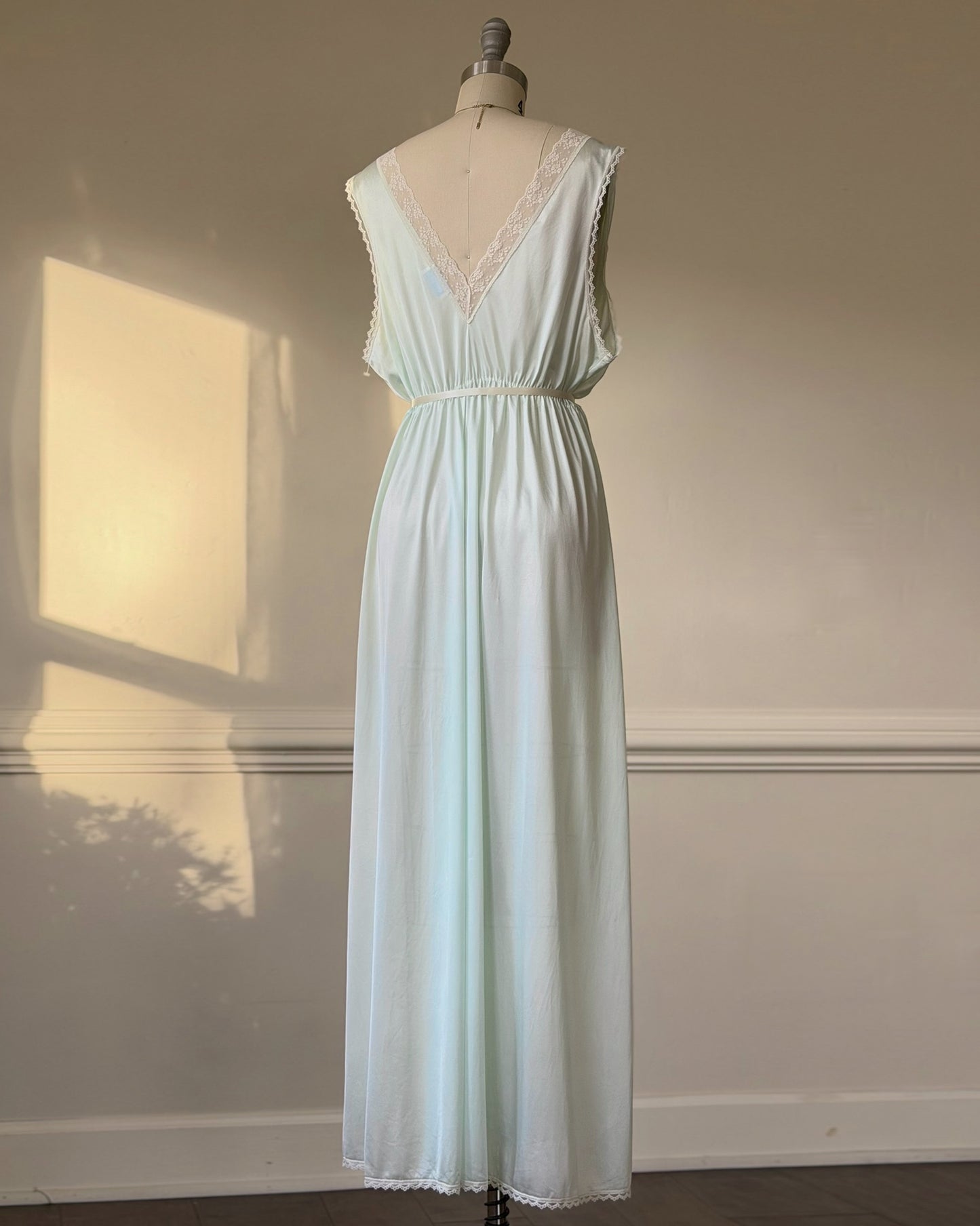 Vintage pastel mint satin nightgown