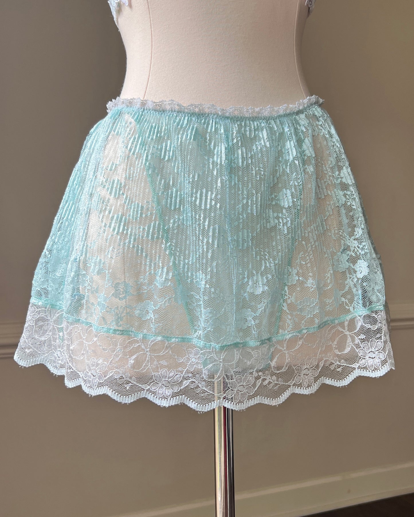Victoria’s Secret frosty fairy split skirt featuring layered floral lace