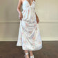 Stunning Vintage 90's Dior Maxi Satin Dress featuring Rosette Pattern with Pinstripes