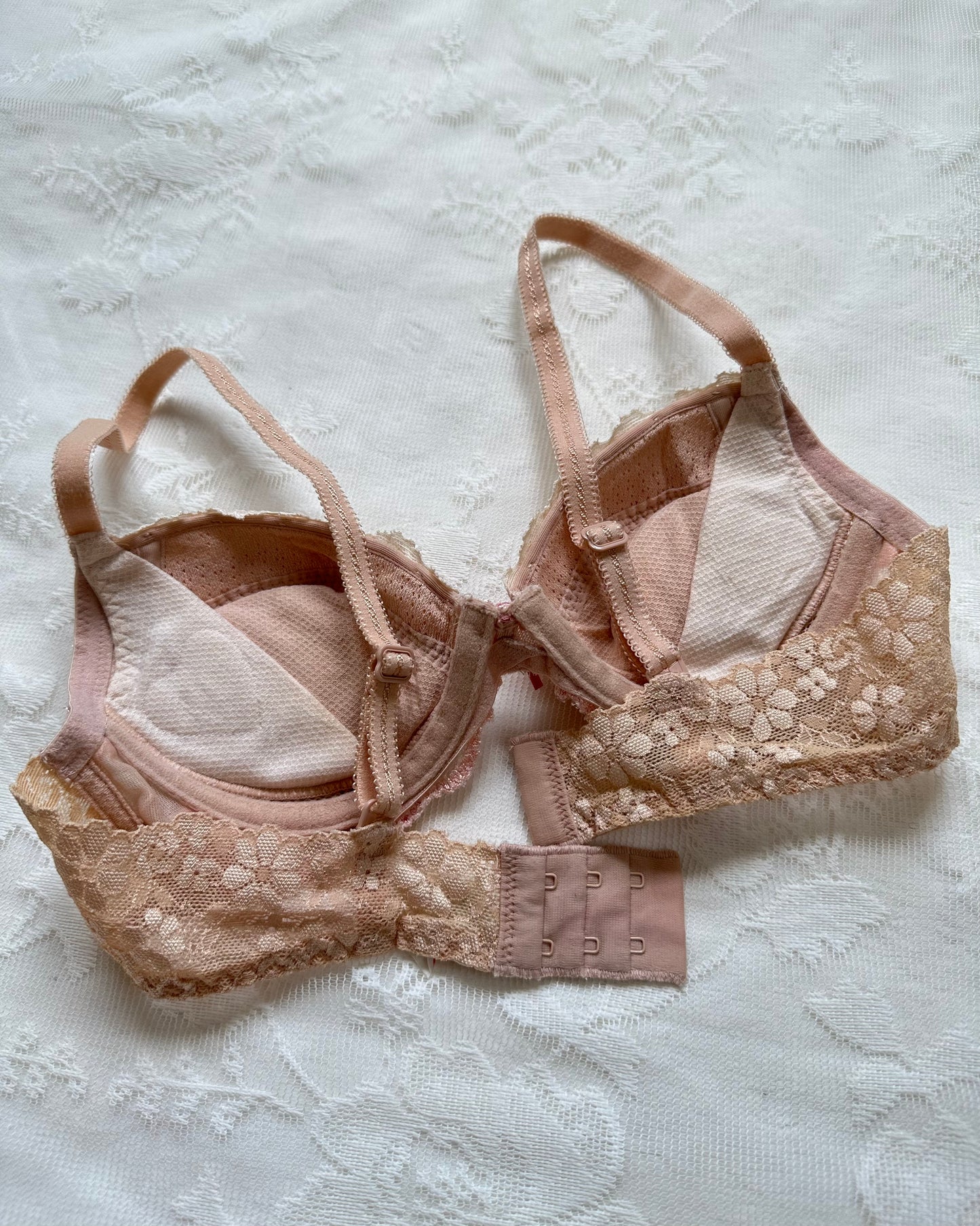 Elegant Vintage Rosy Bra with Ribbon Bows
