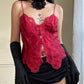 RARE Victoria’s Secret Deep Red Cropped Camisole featuring Embossed Paisley Prints