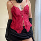 RARE Victoria’s Secret Deep Red Cropped Camisole featuring Embossed Paisley Prints