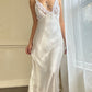 Sultry Satin Maxi Slip Dress featuring Lace Embroidery Lining