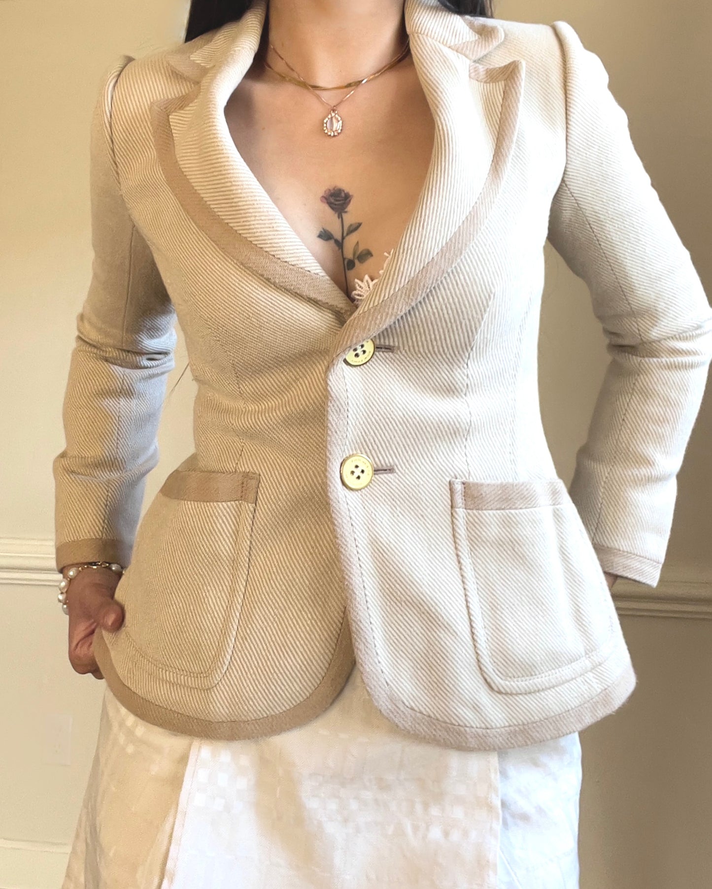 Timeless Burberry Tailored Corduroy Blazer in Light Tan