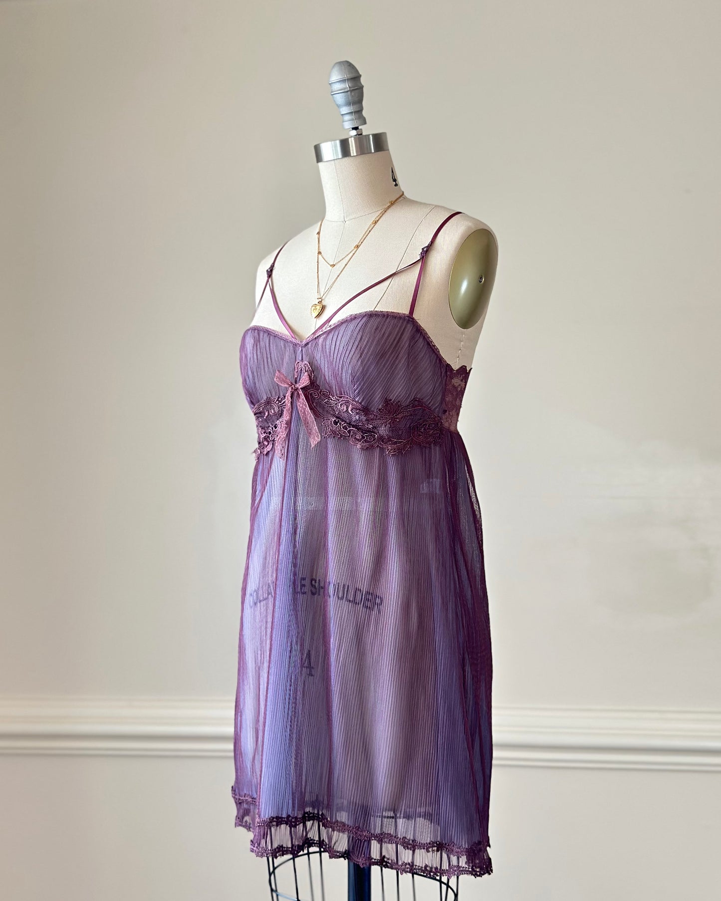 Vintage dusty plum babydoll slip dress