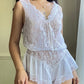 Sheer White Bodysuit featuring Delicate Sheer Lace Bodice with Flared Skirt