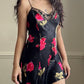 Victoria’s secret sultry vintage silk slip dress featuring vibrant rose prints