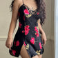 Victoria’s secret sultry vintage silk slip dress featuring vibrant rose prints