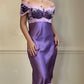 Elegant Purple Knee-Length Slip Dress featuring a Lace-trimmed Bodice