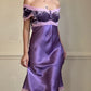 Elegant Purple Knee-Length Slip Dress featuring a Lace-trimmed Bodice