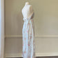 Stunning Vintage 90's Dior Maxi Satin Dress featuring Rosette Pattern with Pinstripes
