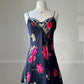 Victoria’s secret sultry vintage silk slip dress featuring vibrant rose prints