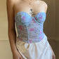 Adorable Spring Washed Floral Corset in Sheer Blue