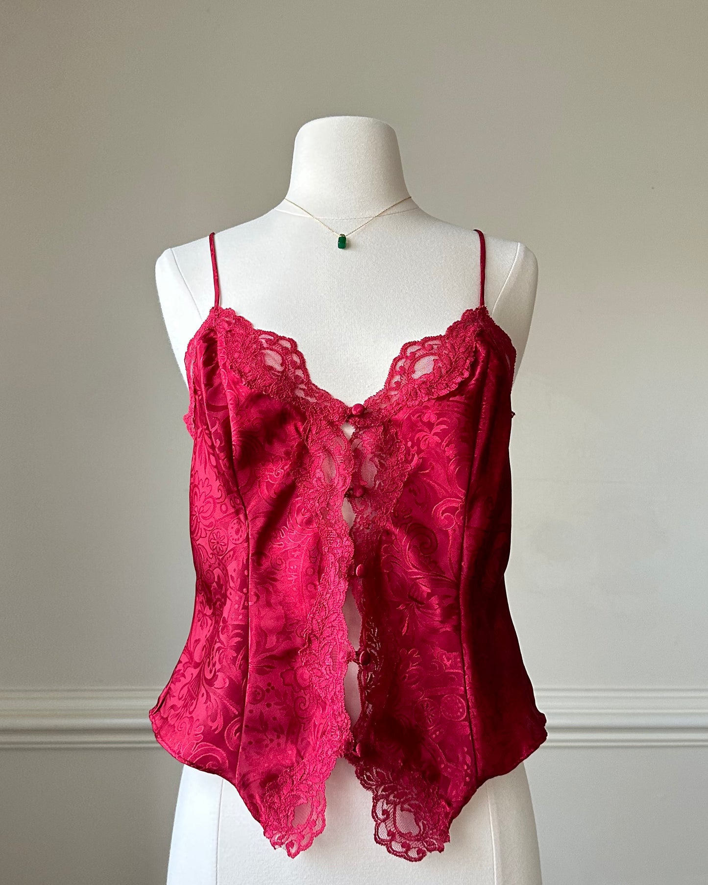 RARE Victoria’s Secret Deep Red Cropped Camisole featuring Embossed Paisley Prints