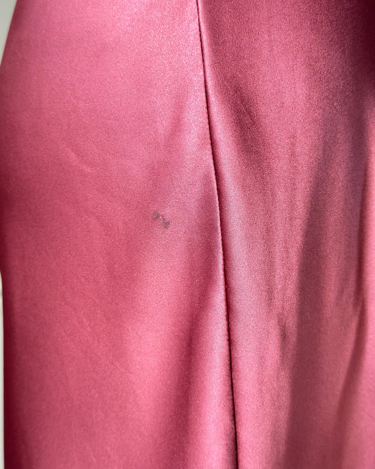 Vintage dusty rose satin dress + black lace bustier