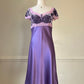 Elegant Purple Knee-Length Slip Dress featuring a Lace-trimmed Bodice
