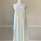 Victorian Inspired Pastel Yellow Midi Dress featuring Intricate Floral Embroidery